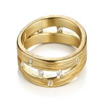 double wave band in gold with diamonds