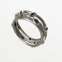 scattered leaves ring in white gold with sapphires