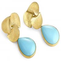 autumn leaves earrings with turquoise drop