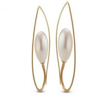 inverted drop earrings in gold with fresh water pearls