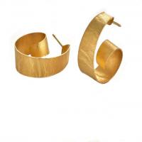 wafer texture spiral hoops in 18k yellow gold