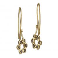 wreath earrings in gold with black diamonds