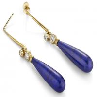 lapis bead earrings with diamond driftwood attachment