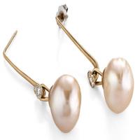 gold pearl driftwood earrings