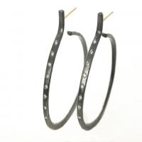 black forged hoops in sterling silver with diamonds