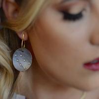firefly earring round in sterling, 18ky gold and diamonds