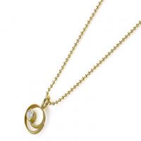 coil button pendant in gold with diamond