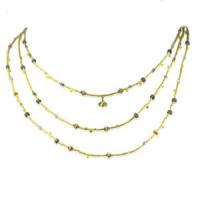 gold beaded and diamond necklace 20″