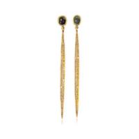 large gold stiletto earrings with raw diamond tops