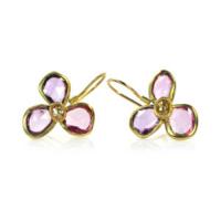 pink sapphire hydrangea cluster earrings