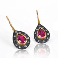 pink tourmaline and diamond halo earrings