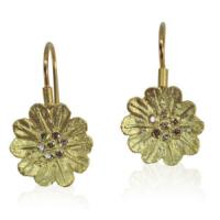 poppy top gold earrings on wire