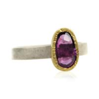 bee & flower pink sapphire ring