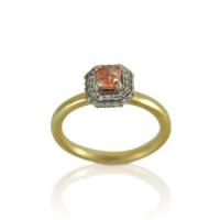 peach diamond engagement halo ring