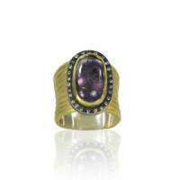 oval purple sapphire halo corset ring
