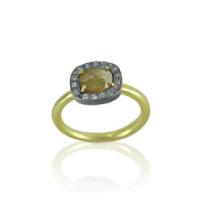 raw yellow diamond halo ring