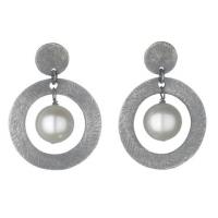 carved open circle dangle earrings
