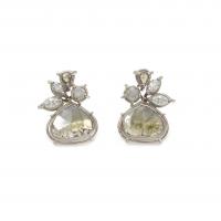 green diamond cluster earrings