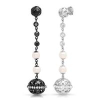white and black gold earrings