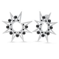star spike earrings with onyx agate black