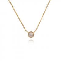 petite crown bezel moonstone necklace