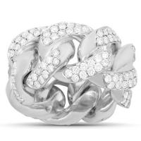 Avianne & Co. Diamond Cuban Link Ring in 14k White Gold 4.50 Ctw