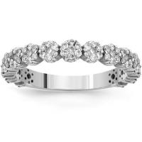 Avianne & Co. 18K White Solid Gold Unique Womens Flower Ring With Round Cut Diamonds 0.62 Ctw