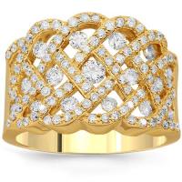 Avianne & Co. 14K Solid Yellow Gold Womens Diamond Cocktail Ring 1.53 Ctw