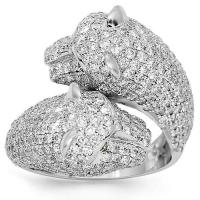 avianne & co. 18k white solid gold womens diamond panther ring 4.16 ctw