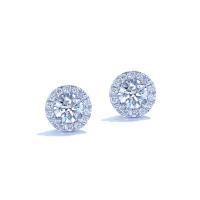 ascot diamonds round halo earrings 0.87 ct. tw. (in 18k white gold)