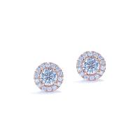 ascot diamonds rose gold halo earrings 0.64 ctw