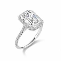 Ultimate Diamond Corporation 4.01 Ct Emerald I VS2 Halo Diamond Engagement Ring in Platinum
