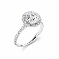 ultimate diamond corporation 1.64 ct round e vs1 halo diamond engagement ring in platinum