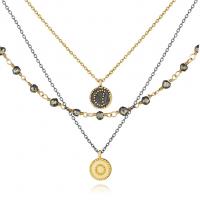 satya gunmetal and gold pyrite celestial triple strand necklace - great heights