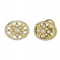 maurice badler yellow gold round cascata diamond earrings