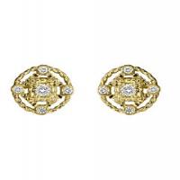 Maurice Badler Yellow Gold Five Diamond Stud Earrings