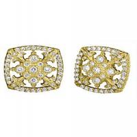 maurice badler yellow gold diamond cascata fleur de lis earrings