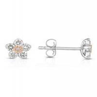 maurice badler two tone diamond flower earrings
