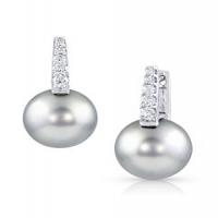 maurice badler silver tahitian pearl and diamond earrings