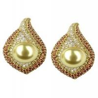 maurice badler golden south sea pearl "flame" earrings