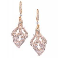 maurice badler rose gold pave diamond dangling earrings