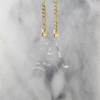 old english initial necklace - clear