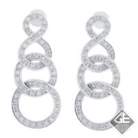 14k White Gold Dangling Earrings with Round Brilliant Cut Diamonds
