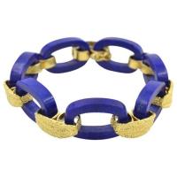 vintage 1960s lapis lazuli and 18k gold link bracelet