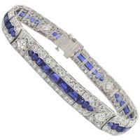 tiffany & co art deco burma sapphire and 11 carats of diamond platinum bracelet
