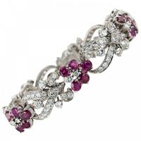 tiffany & co. diamond and ruby floral bracelet