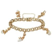 ruser gold and pearl charm bracelet