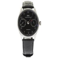 IWC Portuguese IW500109 Stainless Steel & Leather Black Dial Automatic 42mm Mens Watch