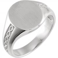 14k white infinity-inspired signet ring