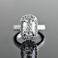 diamond cushion halo with diamond basket